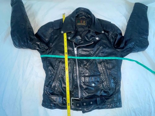 CHAQUETA PUNK MOTOCICLISTA CUERO NEGRO ROBERT LEWIS 40 M DE COLECCIÓN AÑOS 70 80 PARA HOMBRE - Imagen 19 de 19