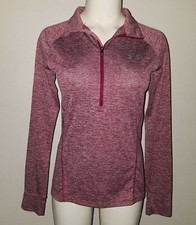 Under Armour Heathered Burgundy 1/4 Zip Pullover Women's Small Loose Heatgear
