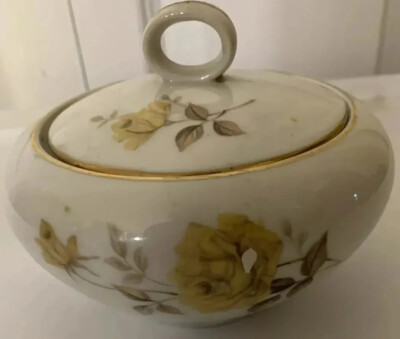 Style House Valerie Pattern Sugar Cup With Lid Fine China Made In