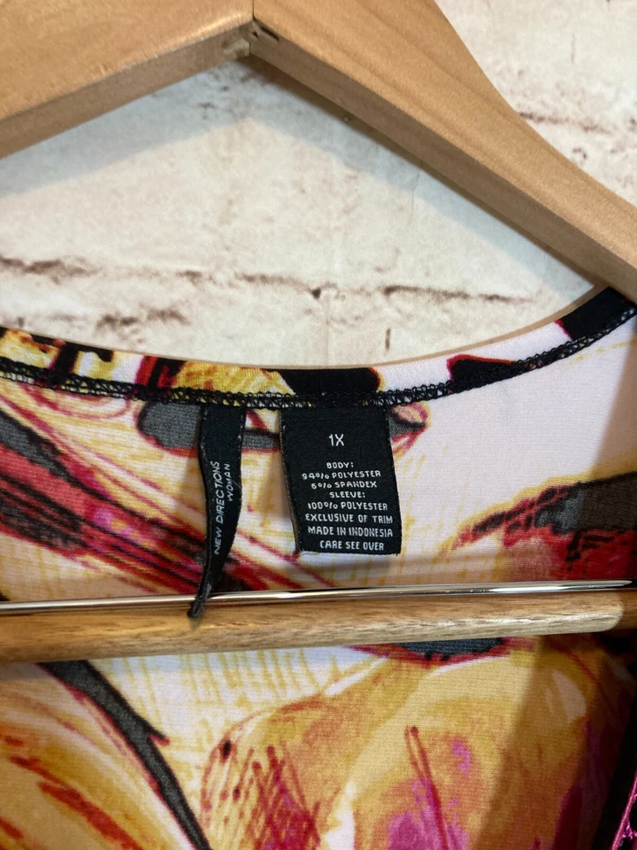 Vestido Babydoll New Directions Mujer 1X Rosa Tropical Floral Fluido Bordado Foto 2 de 4