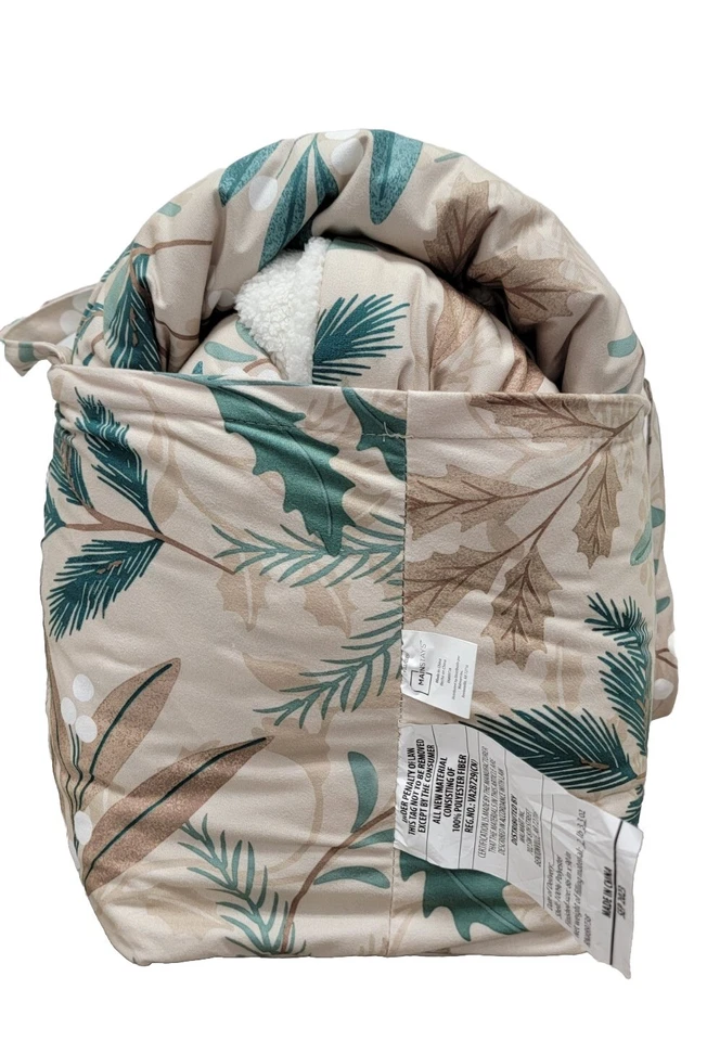 Juego de 3 edredones Mainstays FULL/QUEEN reverso a franela Sherpa • hojas de caída bronceadas Foto 3 de 4