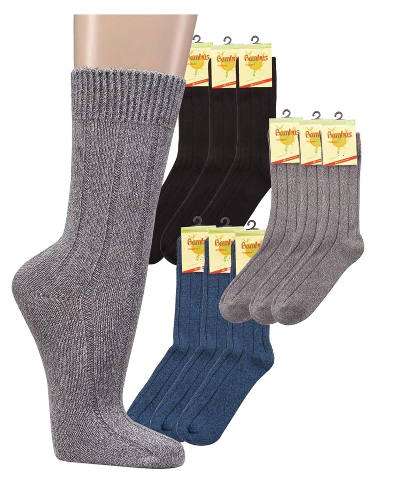 HANS-JOACHIM WOWERAT GMBH 3 - 9 Paar sehr weiche warme Bambus-Viskose Socken Doppelzylinder-Qualität