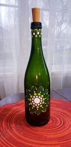 One of a Kind Hand Painted Bottle with Beautiful Dot Mandala Design - Picture 1 of 7