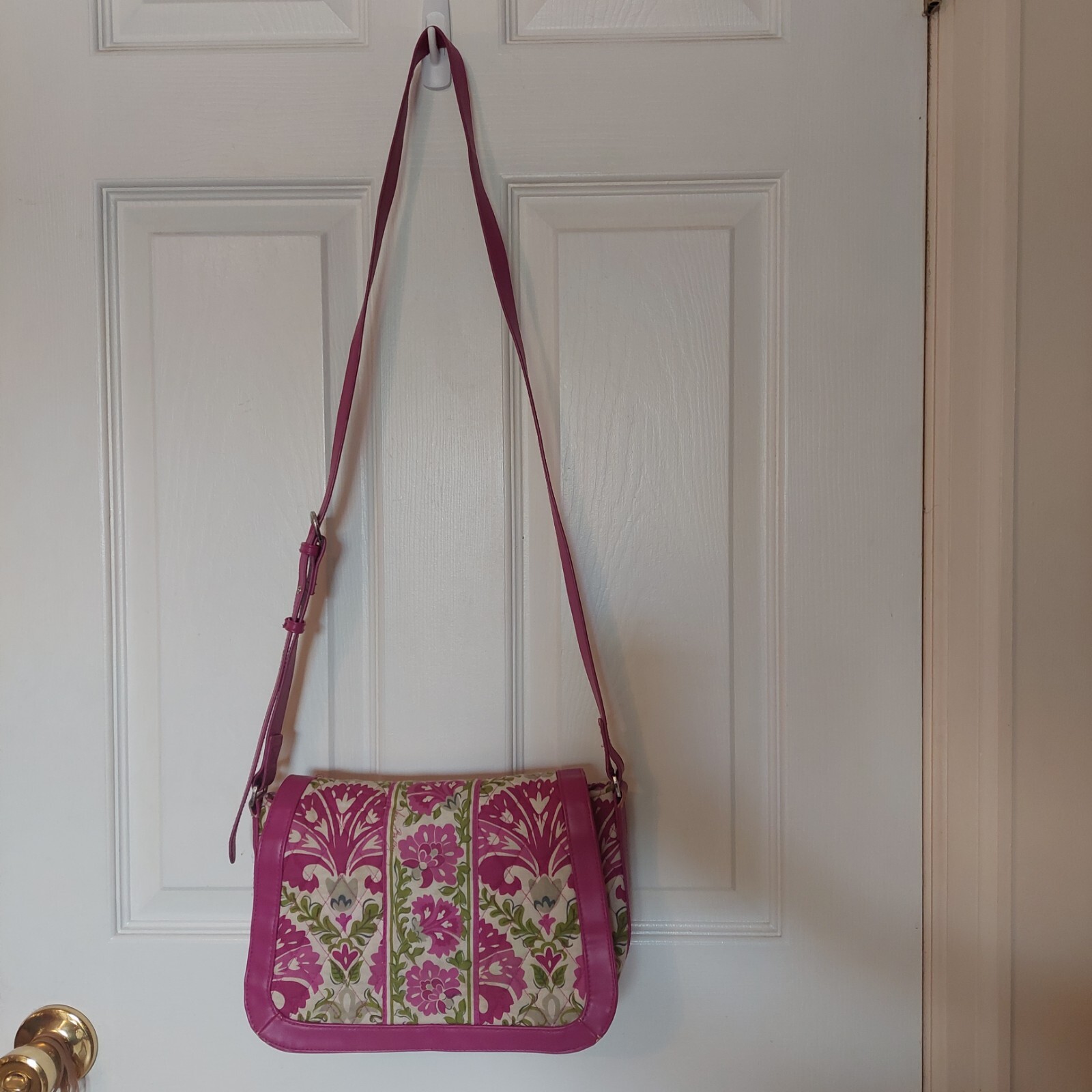 Vera Bradley Crosstown Crossbody Julep Tulip Pink Quilted Handbag Flap Closure