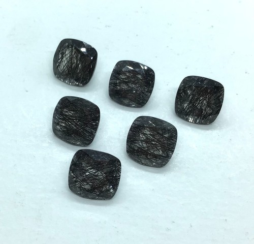 Black Rutile Cushion Cut Natural Quartz AAA Loose Gemstone For Making Jewelry - Picture 12 of 23