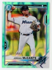 2021 Bowman Draft Chrome Aqua Lava Refractor Jordan McCants 1st Bowman /199
