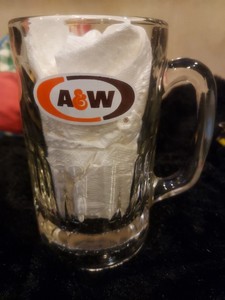 A&W Root Beer Soda Mug. 5.75'' Tall Dimple Sides Heavy Glass Vintage