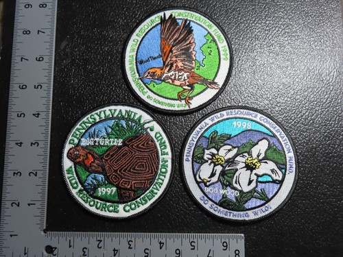 Lot of 3 Vtg PATCHES*PA WILDLIFE RESOURCE CONSERVATION*1997, 1998, 1999 *J - 第 1/2 張圖片