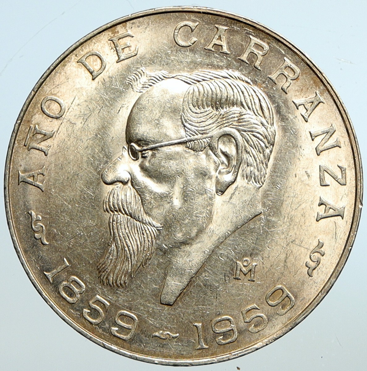 1959 MEXICO Mexican Independence War Hero CARRANZA Silver 5 Peso Coin  i101367 | eBay