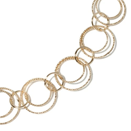 36" Bellezza Diamond Cut Multi Circle Link Chain Necklace Yellow Solid Bronze image 2