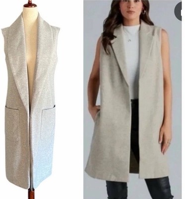 Joie Taupe / Stone felted duster  vest / layers / L / cardigan