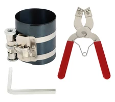 Piston Ring Compressor Installer Ratchet Tool Kit w/Pliers Safety Screw