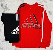 Little Boys Adidas Red/Black/White Long Sleeve  Black/White Joggers Sz/ 5