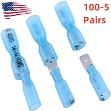 Waterproof 16-14AWG Blue Spade Female/Male Heat Shrink Wire Connectors Terminals