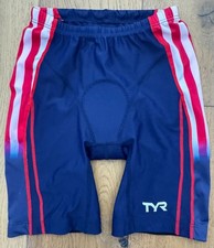 TYR Women's Medium Navy Blue Red 8" Bike Short TEAM USA CYCLIST VAUGHN New Rare