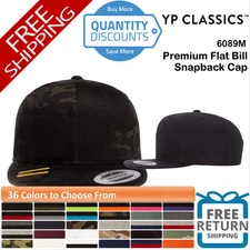 🔥 YP Classics Men Premium Flat Bill Snapback Hat six-panel, high-profile 6089M
