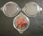 3 Vintage PYREX  470- C  Friendship & Clear Glass Replacement Lids