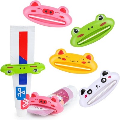 LOVEINUSA Cute Toothpaste Dispenser for Kids, 4PCS Cartoon Animal Tooth Paste Tu
