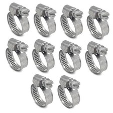 10 Pack SAE Size 6 Stainless Steel Hose Clamps, 1/2 to 7/8 inch 10 Pack