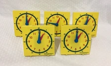 LOT OF 5 STUDENT CLOCKS / YELLOW / MAC004 / TEACHING TOOL MATH MANIPULATIVE NEW