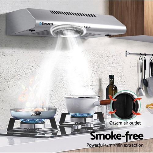 RETURNs Devanti Fixed Range Hood Rangehood Stainless Steel Kitchen Canopy 60cm 6 - Picture 4 of 12