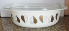 Vintage PYREX 045 Cinderella GOLDEN HEARTS 2½ Quart OVAL CASSEROLE w LID - Exc !