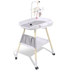 Baby Changing Table, Adjustable Height Diaper Changing Station with Baby Crib...