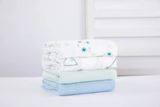 Baby Muslin Swaddle Blanket 70% Bamboo 30% Cotton Receiving Blanket 4 Pc, 47x47 