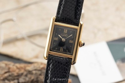 Cartier Tank Vermeil Silber vergoldet Quarz Damenuhr Ref. 5057001 Klassiker 