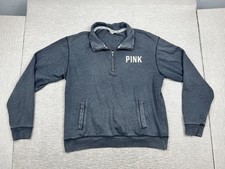 Victoria's Secret PINK Quarter Zip Sweatshirt Gray Pullover Women's Size M