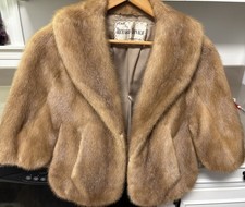 Vintage MINK FUR Stole RICHARD-DONALD Wilmington DE Light Brown Pockets Collar