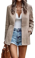 chouyatou Women's Casual Business Open Front Long Sleeve Blazer Medium 