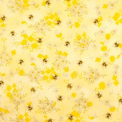 Patchworkstoff von Benartex, Bienen und Blumen , ca. 30 x 110 cm