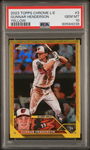 2023 Topps Chrome Logofractor Edition #2 Gunnar Henderson Yellow PSA 10 #/75