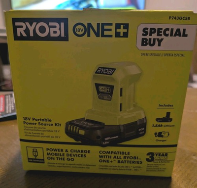 #ad Ryobi One 18V Portable Power Source Kit 1.5 Ah Battery amp; Charger P743GCSB $30.35
