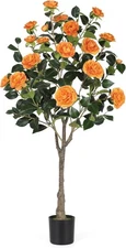 4FT Artificial Camellia Tree w/Blooming Flowers Faux Plants Office Door Decor