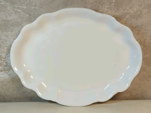 Vtg White Platter Large 1950’s Ruffle Edge Homer Laughlin Hudson 15" Cottage