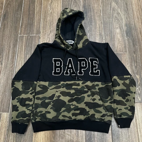 A BATHING APE (BAPE) Felpa con cappuccio pullover mimetico verde donna BAPE A Bathing Ape taglia media street wear