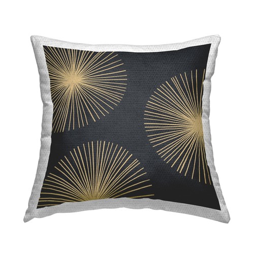 Abstract Radiant Round Star Shapes Pattern Outdoor Printed Pillow, 18 x 18, Grey