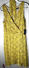 Tommy Hilfiger Dress Womens 14W Yellow Plaid Wrap Fit & Flare Midi NEW $139