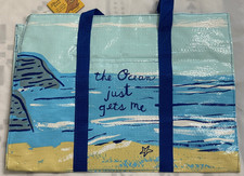 Blue Q Zippered Shoulder Tote Bag The Ocean Just Gets Me 15x11 NWT Beach Retired