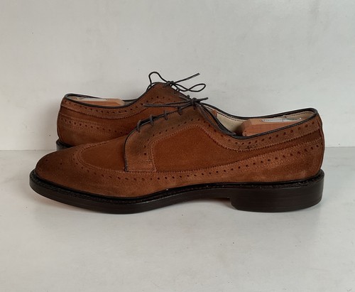 Vintage Allen Edmonds Suede Derby Shoes 11 D Long Wing Gunboat - Picture 13 of 15