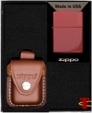 ZIPPO Geschenkset: Feuerzeug & Lederetui mit Clip in Geschenkbox