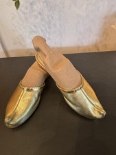 Merry Mules by Beacon Vintage 1960s Gold Harem Shoes Slippers 6.5 Med US