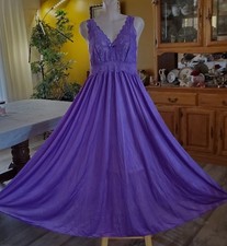 Shadowline Purple FULL SWEEP Formfit, Stretch Lace Nightgown, Olga-Esque; Sz. M