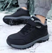 Mens Fur Lined Waterproof Work Shoes Hiking Winter Outdoor Snow Boots Walking@UK