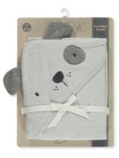 Rene Rofe Baby Boys' Woven Puppy Hooded Towel - gray, one size