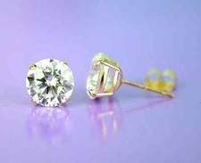 Solid 14k Yellow Gold Heavy Basket Set Earrings with AAA Cubic Zirconia All Size