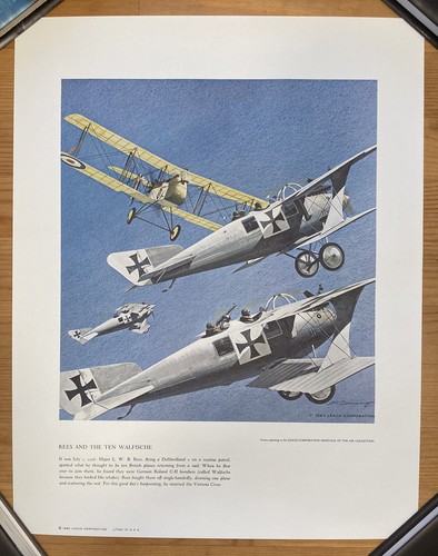 Vtg 1963 Walfische Roland C-II Military Bomber Plane MERV CORNING Litho Print!