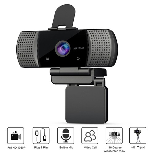HD 1080P USB Anti Peeping Webcam Live Streaming Video Calling Web Cameras J6U7 - Picture 1 of 12